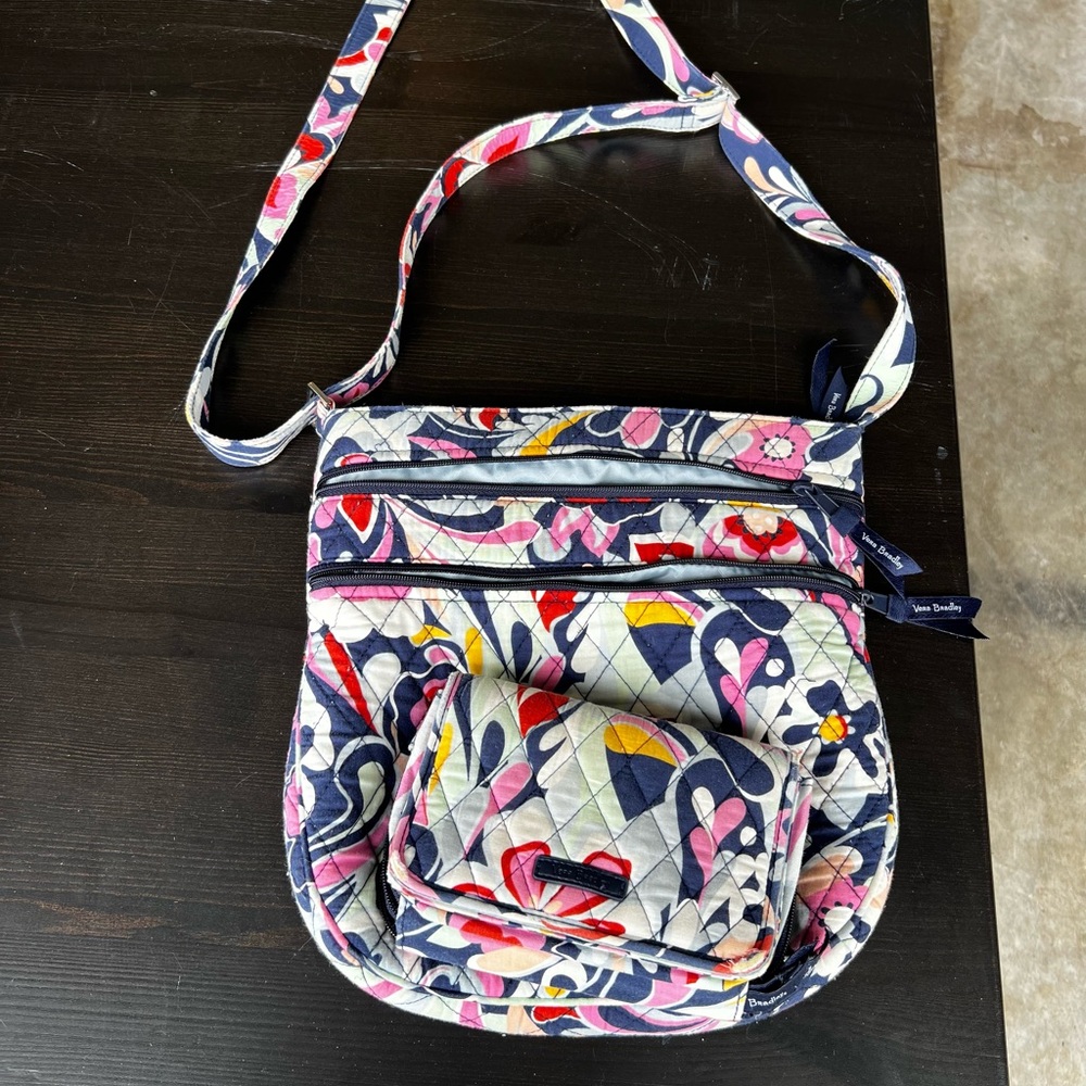 Vera Bradley Floral Quilted Crossbody Bag in Navy, Pink, Yellow, Red
